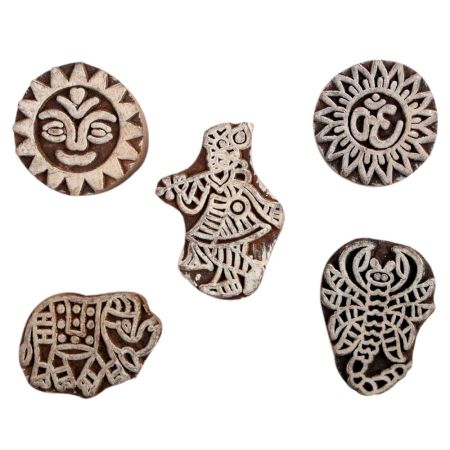 Set of 5 Piece New Mix Wooden Printing Block