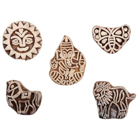Set of 5 Piece New Mix Wooden Printing Block