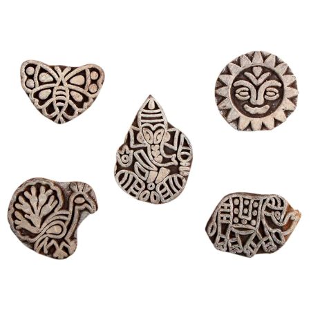 Set of 5 Piece New Mix Wooden Printing Block