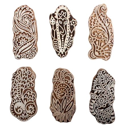 Set of 6 Piece New Mix Wooden Printing Block
