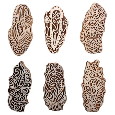 Set of 6 Piece New Mix Wooden Printing Block