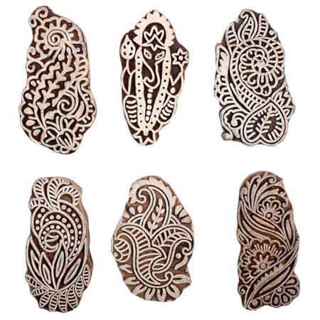 Set of 6 Piece New Mix Wooden Printing Block