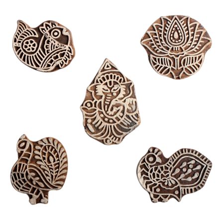 Set of 5 Piece New Mix Wooden Printing Block