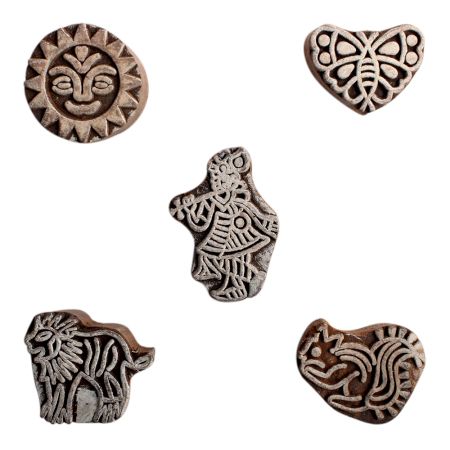 Set of 5 Piece New Mix Wooden Printing Block