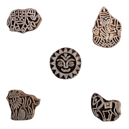 Set of 5 Piece New Mix Wooden Printing Block