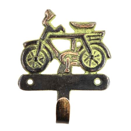 Brass Racers Bicycle Single Hook With Green Patina