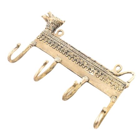 4 Brass Hooks with Lion Motif