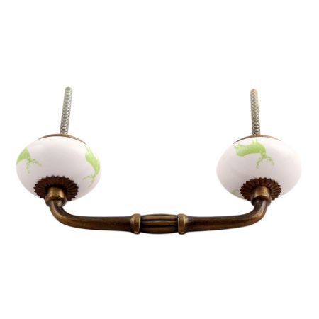 Pea Green Standing Rein Deer Pattern Ceramic Bridge Handle