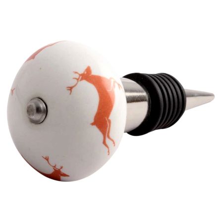 Peach Runing Rein Deer Pattern Ceramic Wine Stopper