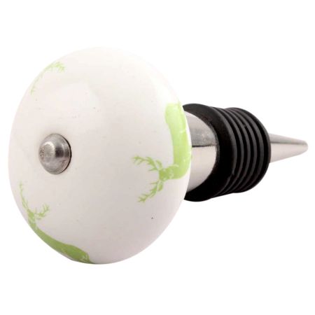 Pea Green Standing Rein Deer Pattern Ceramic Wine Stopper