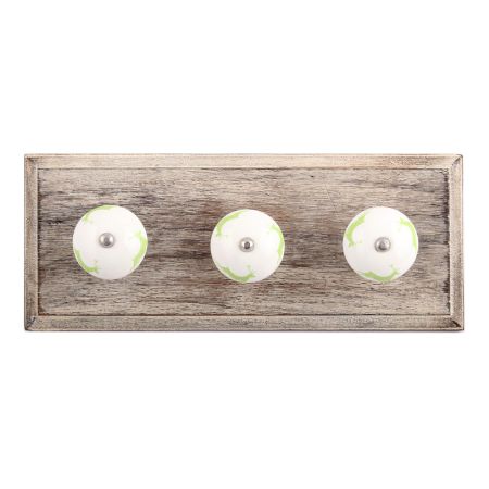 Pea Green Running Rein Deer Pattern Ceramic Wooden Hooks