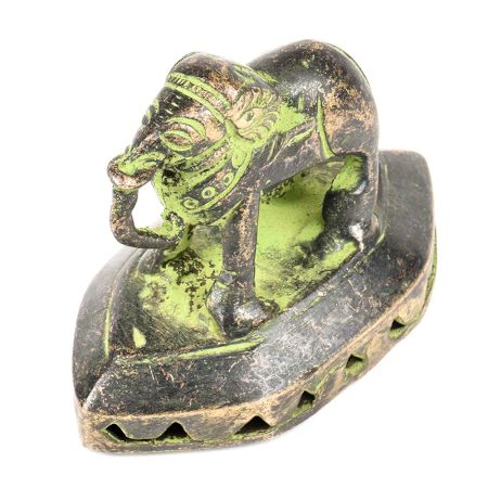 Vintage Indian Single Brass Elephant Scrubber Rattle with Patina