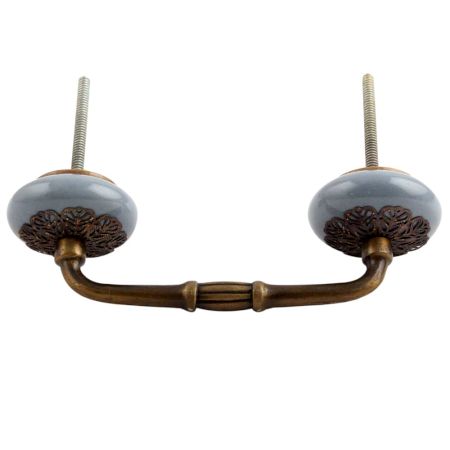 Grey Strewn Flat Ceramic Bridge Handle