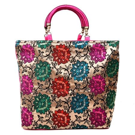 Floral Brocade Party Bag Pink Handbag 