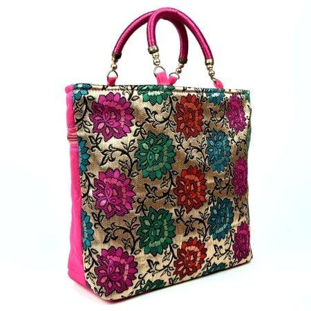 Floral Brocade Party Bag Pink Handbag 