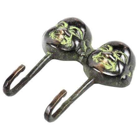 Brass Laughing Buddha Dual Hooks with Patina