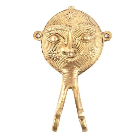 Handmade Tribal Woman Face Patina Brass Hooks