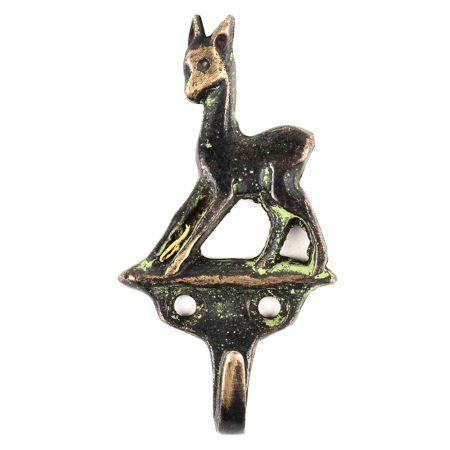 Brass Doe Deer Charm Wall Hooks with Patina