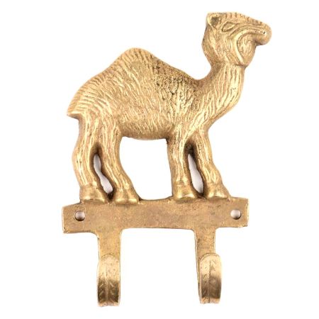 Vintage Brass Camel Figurine Dual Wall Hooks