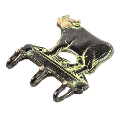 Brass Cow with Three Wall Hooks