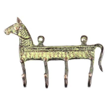Vintage Style Brass Animal Horse Four Wall Hooks