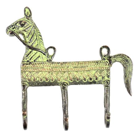 Vintage Style Brass Animal Horse Three Wall Hooks