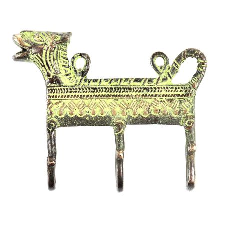 Brass Lion Face Three Wall Hooks