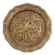 Vintage Brown Aluminium Plate 22 Cm with Bar Scene Design