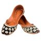 Black Dabka Mirror Work Floral Punjabi Jutti