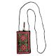 Brown Velvet Embroidered Coin Mobile Mini Shoulder Bag