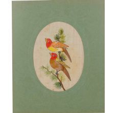 Bird Painting Handmade Watercolor Ethnic Folk Decor Silk Art