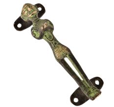 Hand Carved Tribal Man Door Handle With Patina