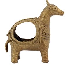 Broad Cow Figurine in Brass Dhokra Tissue Holder