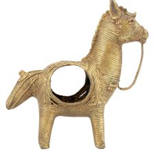 Handmade Dhokra Brass Horse Napkin Holder