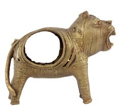 Hand Carved Brass Dhokra Lion Napkin Holder