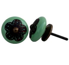 Pea Green Strewn Flat Knob