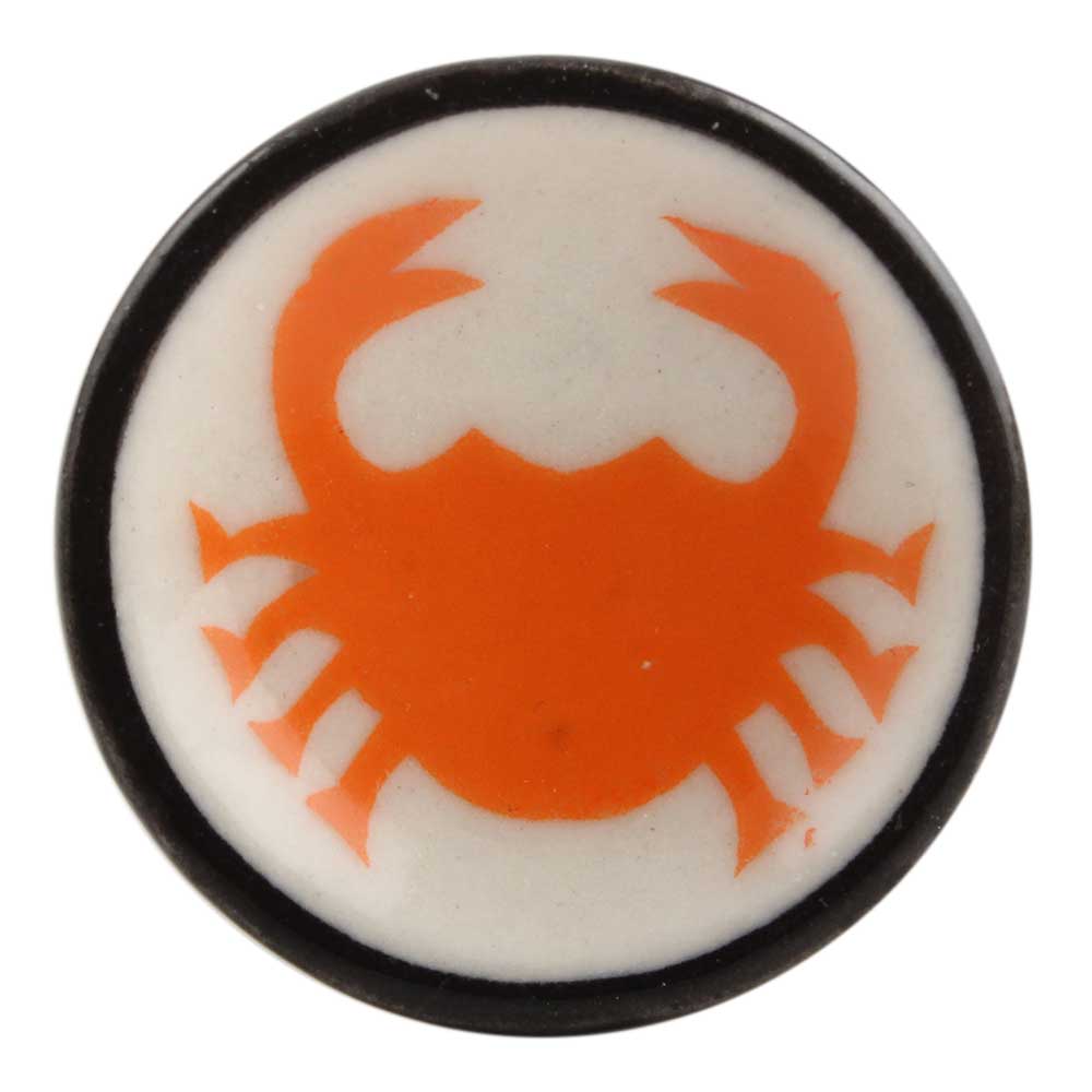 Orange Crab Ceramic Drawer Knob