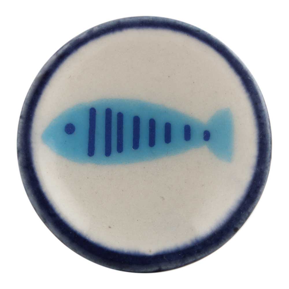 Turquoise Fish Flat Ceramic Drawer Knob Online