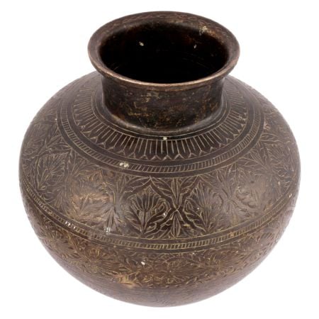 Vintage Hand Carved Design Brass Water Pot Lota