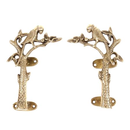 India Parrot Brass Door Handle - Set of 2