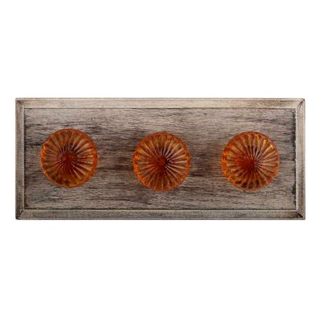 Amber Glass Wooden Hooks