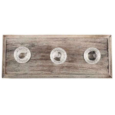 Clear Glass Cabinet Wooden Hooks
