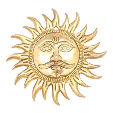 Golden Brass Wall Hanging Sun Face