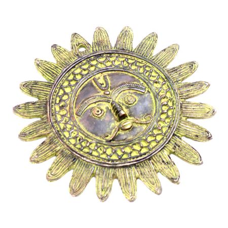 Brass Sun Wall Hanging With Patina
