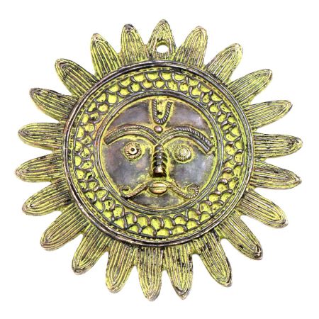 Brass Sun Wall Hanging With Patina