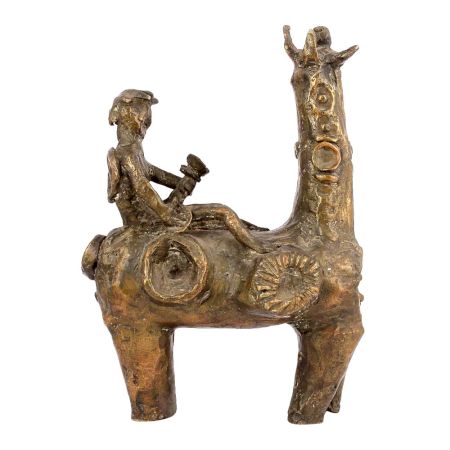 Handmade Bronze Statue Man on Horse