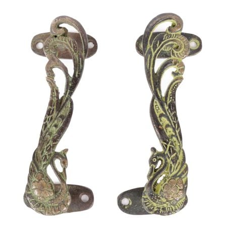 Decorative Peacock Door Handle (In Pair)