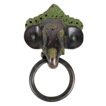 Elephant Door Knocker With Patina