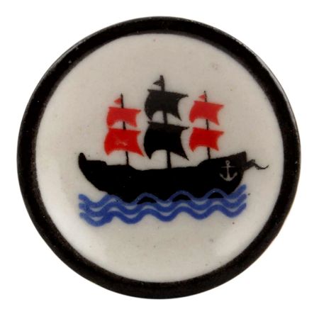 Black Boat Flat Ceramic Dresser Knob Online 
