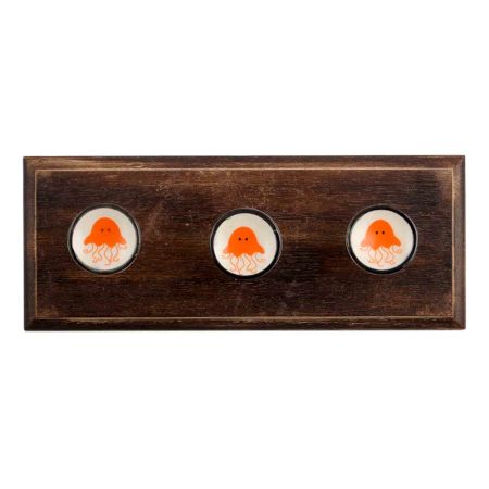 Orange Sea Fish Flat Ceramic Wooden Hooks